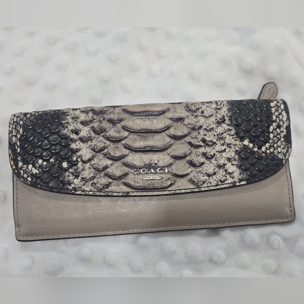 Coach Women's Snake Print Embossed Wallet